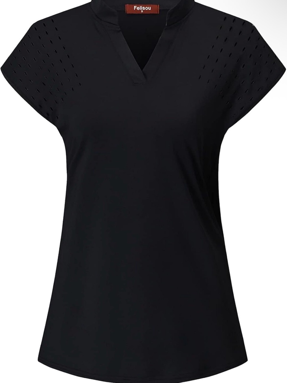 Felisou Women's Black V-Neck Golf Shirt